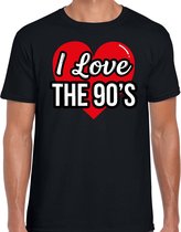 I love 90s verkleed t-shirt zwart voor heren - discoverkleed / party shirt - Cadeau voor een nineties liefhebber L