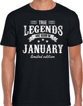 Legends are born in January t-shirt voor heren - zwart - verjaardag in Januari - cadeau shirt 30, 40, 50, 60 jaar L