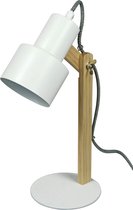 PUHLMANN - lamp DESK met schakelaar, metaal / grenen hout, wit