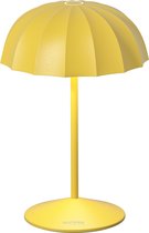 Sompex Tafellamp Ombrellino | Led | Geel - indoor / outdoor / voor binnen en buiten met oplaadstation USB voor draadloos opladen - 2700-3000k - kleur in warm of koel wit instelbaar - Design acculamp