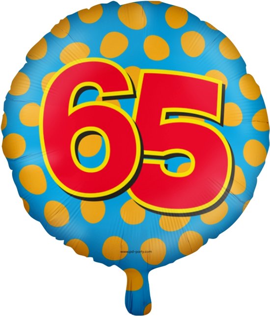 Helium ballon 65 jaar party | 45cm