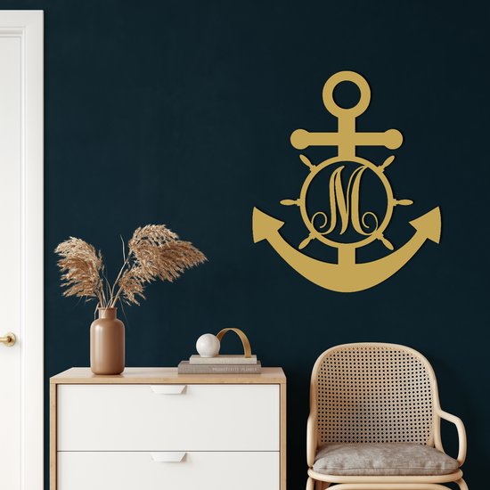 Wanddecoratie | Anker / Anchor  decor | Metal - Wall Art | Muurdecoratie | Woonkamer |Gouden| 70x90cm