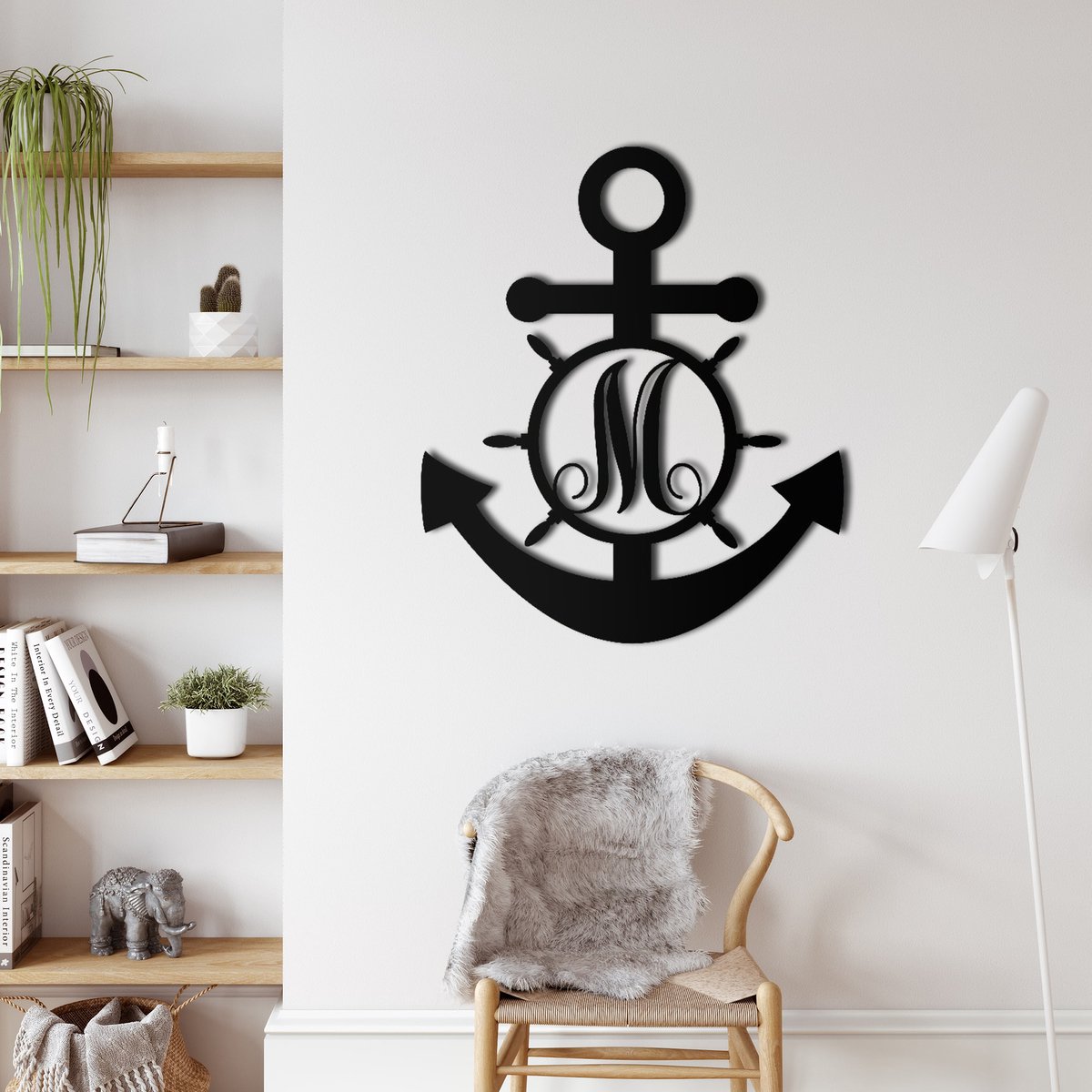 Wanddecoratie | Anker / Anchor decor | Metal - Wall Art | Muurdecoratie | Woonkamer |Zwart| 51x61cm