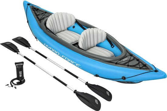 Bestway - Opblaasbare Kayak - Hydro-Force Cove Champion X2 - 2 Persoons - Inclusief Peddels, Stoelen, Handpomp en Vinnen