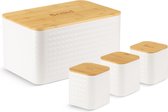 Edënbërg White Line - Set de 5 pièces - Boîte à pain avec planche à découper + 3 boîtes de rangement