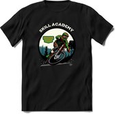 Skill Academy | TSK Studio Mountainbike kleding Sport T-Shirt | Groen - Oranje | Heren / Dames | Perfect MTB Verjaardag Cadeau Shirt Maat XXL