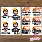 GetGlitterBaby® - Koningsdag Plak Tattoos / Tijdelijke Tattoo / Nep Tatoeage - Oranje Schmink Versiering - Koningsdag / Kingsday Drinking Team