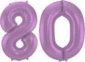 Folieballon 80 jaar metallic paars 86cm