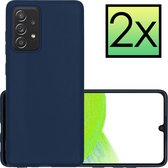 Samsung Galaxy A33 Hoesje Back Cover Siliconen Case Hoes - Donker Blauw - 2x