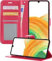 Hoesje Geschikt voor Samsung A33 Hoesje Book Case Hoes Portemonnee Cover Walletcase - Hoes Geschikt voor Samsung Galaxy A33 Hoes Bookcase Hoesje - Roze.