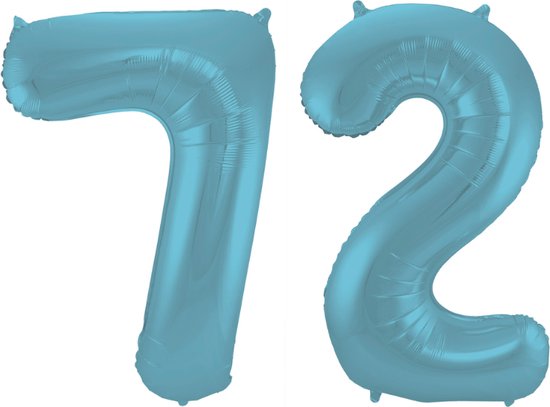 Folieballon 72 jaar metallic pastel blauw mat 86cm
