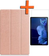 Hoes Geschikt voor Lenovo Tab P11 Hoes Tri-fold Tablet Hoesje Case Met Screenprotector - Hoesje Geschikt voor Lenovo Tab P11 Hoesje Hardcover Bookcase - Rosé goud