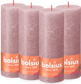 4 pièces Bolsius vieux rose bougies pilier rustique 68 (85 heures) Eco Shine Ash Rose