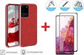 3 in 1 Glitter Backcover - Samsung S22 - Rood