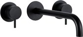 Waterevolution Flow 3-gats inbouw wastafelkraan mat zwart met uitloop 15 T1163FPR-15