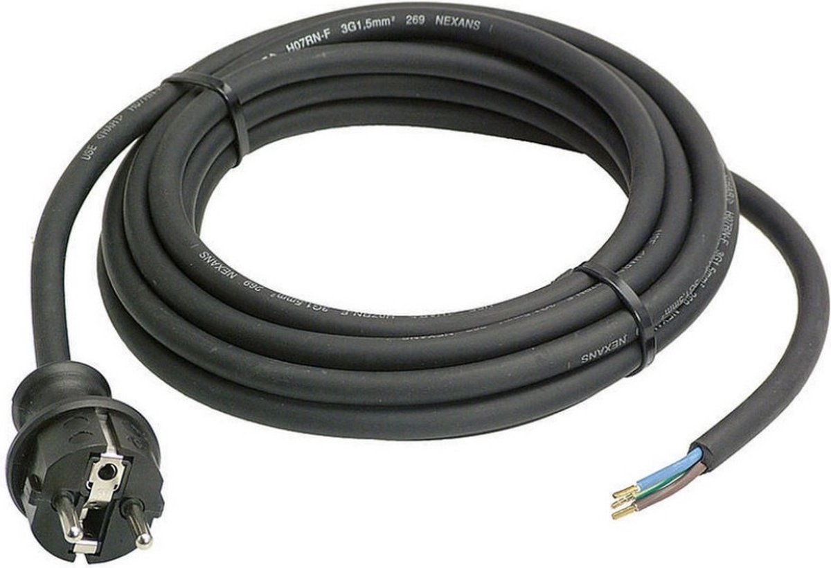 Neopreen buiten kabel 2 meter - 3 x 1.5mm² met stekker - ABC-Led