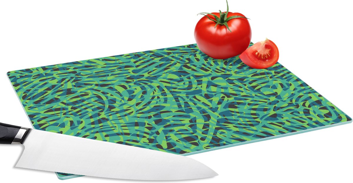 Glazen Snijplank - 28x20 - Jungle - Dieren - Patroon - Snijplanken Glas