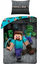 KD® - Minecraft, Cave - Dekbedovertrek - Eenpersoons - 140 x 200 cm - Katoen