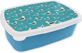Lunchbox Blauw - Lunchbox - Boîte à pain - Rétro - Mouette - Motifs - Enfant - 18x12x6 cm - Enfants - Garçon