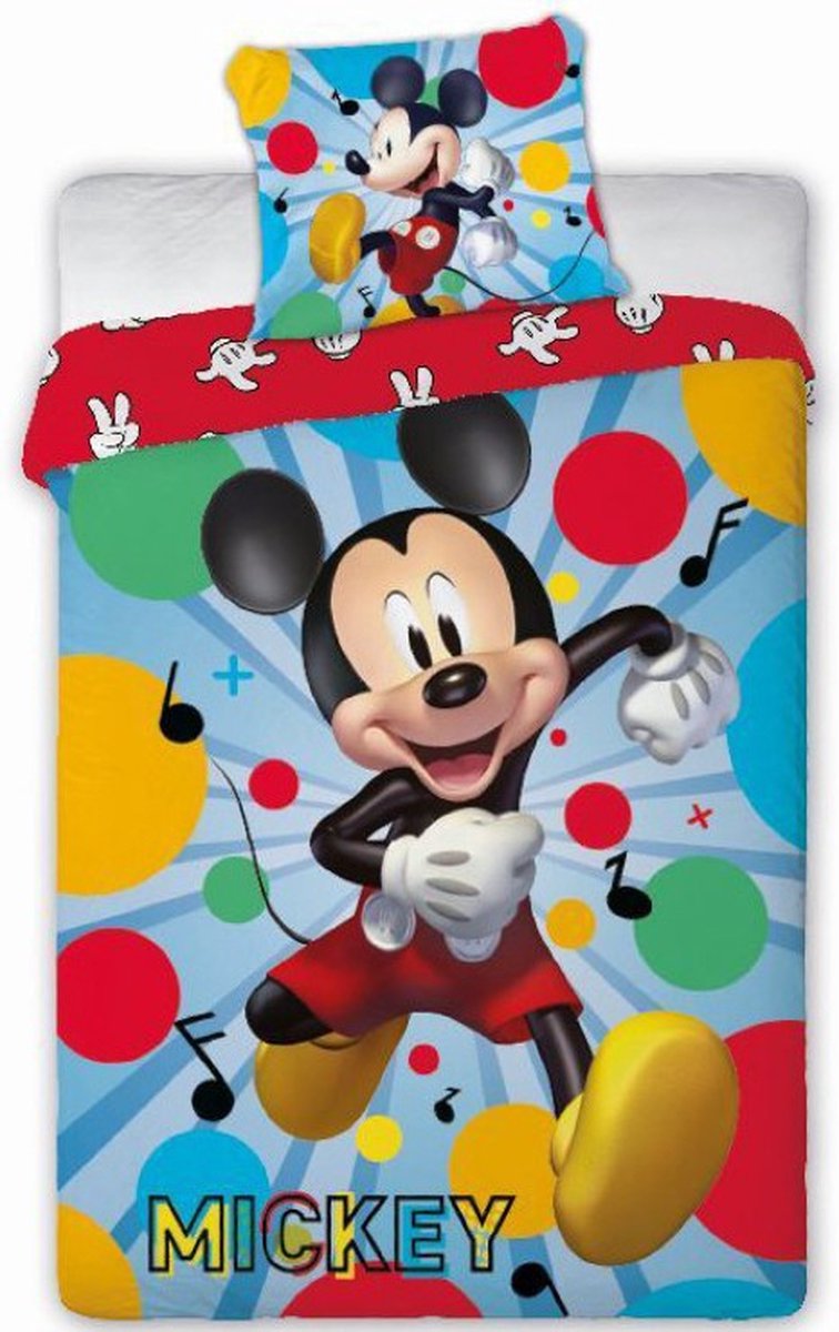KD® - Disney Mickey, Party! - Dekbedovertrek - Eenpersoons - 140 x 200 cm - Katoen