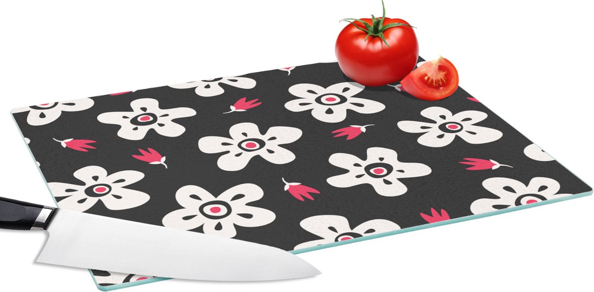 Glazen Snijplank - 39x28 - Patronen - Bloemen - Sterren - Snijplanken Glas