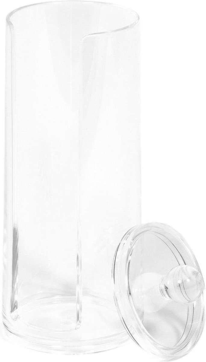 Goedkoopste Wattenstaafjes Houder | Wattenschijfjes Houder | Dispenser | Make-up Organizer | MUA | Make-up Artist | Beauty | Acryl | 7x18cm | Transparant en Stapelbaar