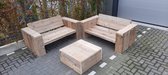 3 delige Loungeset "Garden Small" van Gebruikt steigerhout inclusief tafel 4 persoons