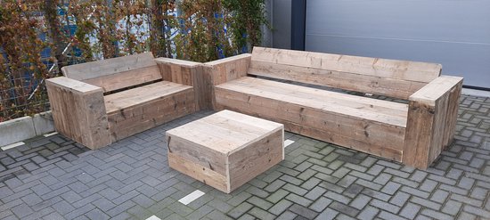 Loungeset ''Garden M Deluxe'' van Gebruikt steigerhout - 6 persoons