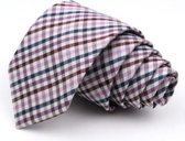 Geruite stropdas • wit - grijs - rood - paars - blauw •  7 cm breed • Stropdas kopen