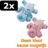 2x HARIGE HOND ROZE/BLAUW 35CM