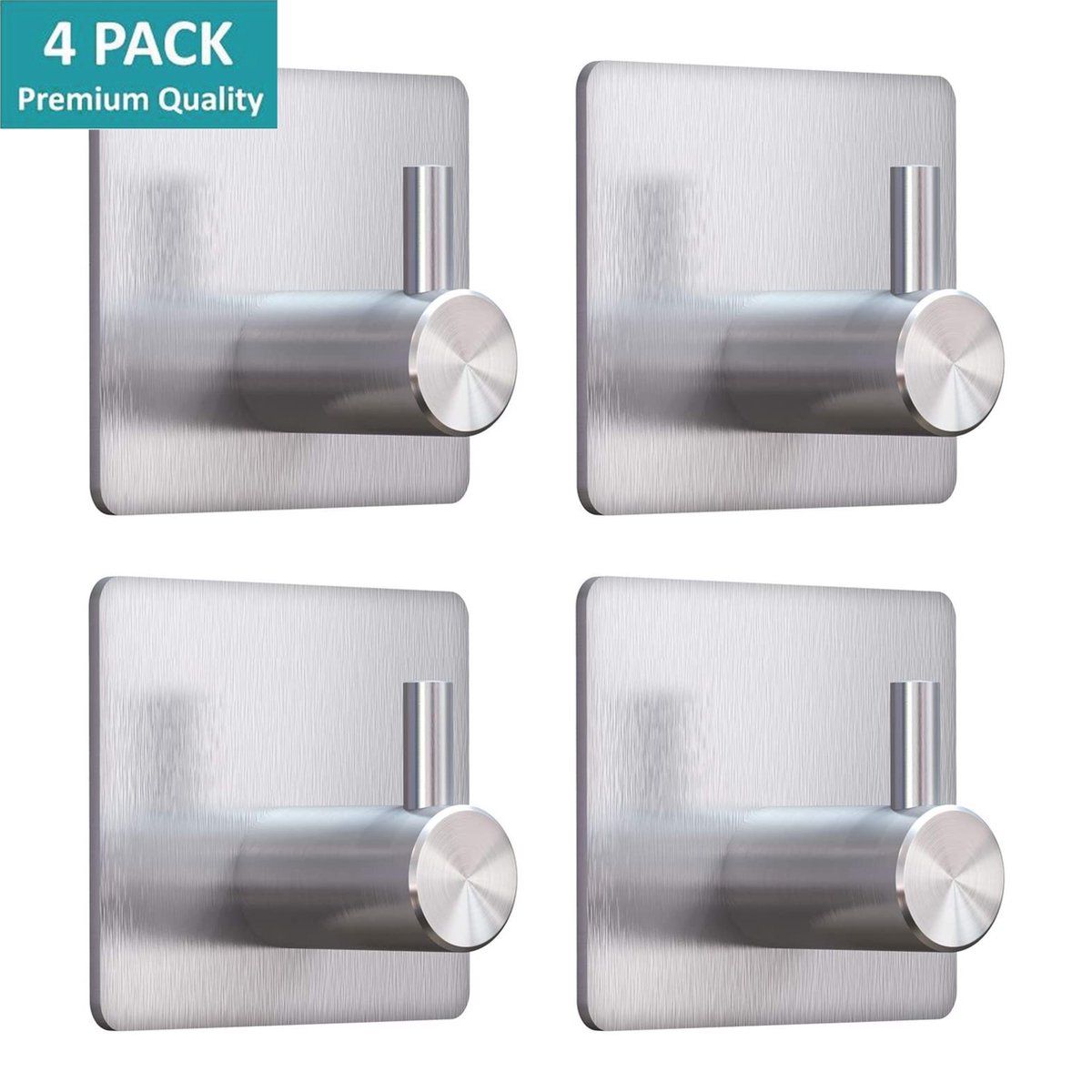 EAVY - Set Van 4 Zelfklevende Handdoekhaakjes RVS   Handdoekhouder   Wandhaak   Plakhaak   Wit 755732924