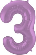 Folieballon 3 jaar metallic paars 86cm