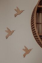 Kolibries - Babykamer - Accessoires - Aankleding - Muurdecoratie - Hout - Set van 3 - Kolibrie - Wanddecoratie -