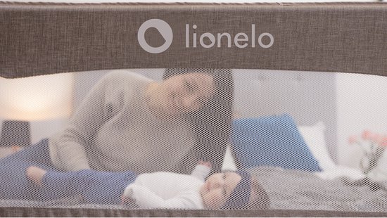Lionelo Eva Barrière de Lit – Barrière de Sécurité jusqu’à 27 kg – Pliable à 180° – Largeur 150 cm – Cadre en Aluminium Durable – SecureBelt & Verrou StandSafe – Pour Enfants 18 mois à 5 ans