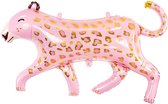Luipaard folie ballon roze/goud