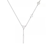 Gading® ketting dames met letter "LOVE"- RVS zilveren collier - 40cm+6cm