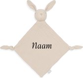 Jollein Speendoekje Bunny Ears Nougat met naam - knuffeldoekje konijn met geborduurde naam - gepersonaliseerd kraamcadeautje