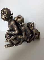 Apen beeld 3 apen achter elkaar bronskleurig van Evergreen Home Decoration 20x24x10 cm
