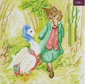 Diamond painting 30 x 30 cm crystal art ronde steentjes -  Peter Rabbit  puddle duck and mr fox