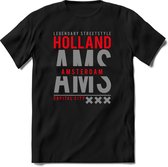 Amsterdam - Holland | TSK Original & vintage | T-Shirt Heren - Dames | Zilver - Rood | Perfect Cadeau Shirt | Grappige Spreuken - Zinnen - Teksten | Maat XXL