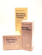 VIBRANT GLAMOUR Retinol- set van Retinol toner - Gezichtscreme en retinol serum - Complete Retinol Set - Anti-Aging - Rimpels Verwijderen - Tegen donkere kringen - Serum - Dag en N