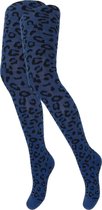 Kindermaillot - Panterprint - Blauw-Zwart - Maat 122/128