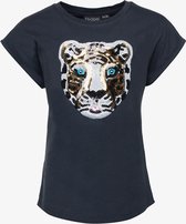 TwoDay meisjes T-shirt met tijgerkop - Blauw - Maat 170