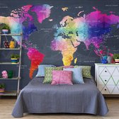 Fotobehang - World Map: Colourful Crystals.