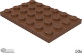 LEGO Plaat 4x6, 3032 Roodbruin 50 stuks
