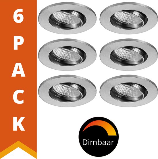 Proventa DimToWarm LED Inbouwspots nikkel voor keuken - Dimbaar &  Kantelbaar - 6 spots | bol