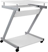 Bureau - Computertafel - Thuiskantoor - Voor kleine ruimtes - Workstation - Met 4 Wielen - Bureau met lade - Laptoptafel - Bureau op wielen - Gaming Bureau - Wit - LCD811W