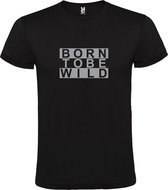 Zwart T shirt met print van " BORN TO BE WILD " print Zilver size XS