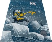 Tapis pour enfants à poil ras Motif de pingouin bleu Igloo Bleu