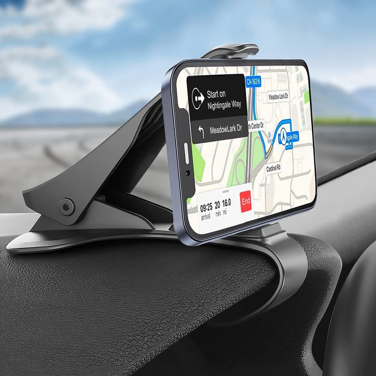 Acheter Support de téléphone pour tableau de bord de voiture HUD rotatif à  360 °, support de Navigation GPS, rétroviseur, pare-soleil de voiture, Clip  de montage